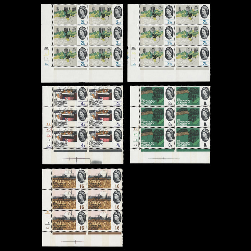 Great Britain 1964 (MLH) Geographical Congress phosphor cylinder blocks