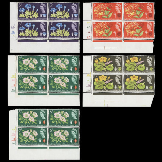 Great Britain 1964 (MLH) Botanical Congress phosphor cylinder blocks
