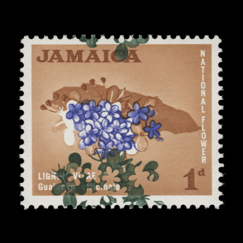 Jamaica 1964 (Variety) 1d Lignum Vitae with deep green shift