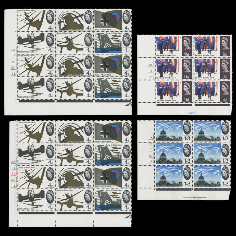 Great Britain 1965 (MLH) Battle of Britain phosphor cylinder blocks