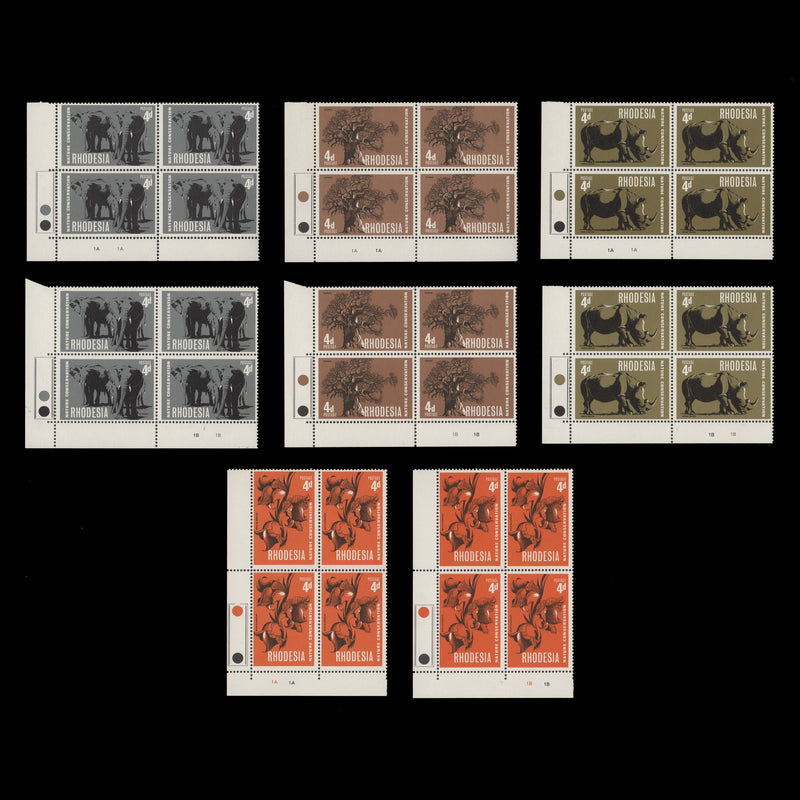 Rhodesia 1967 (MNH) Nature Conservation plate blocks