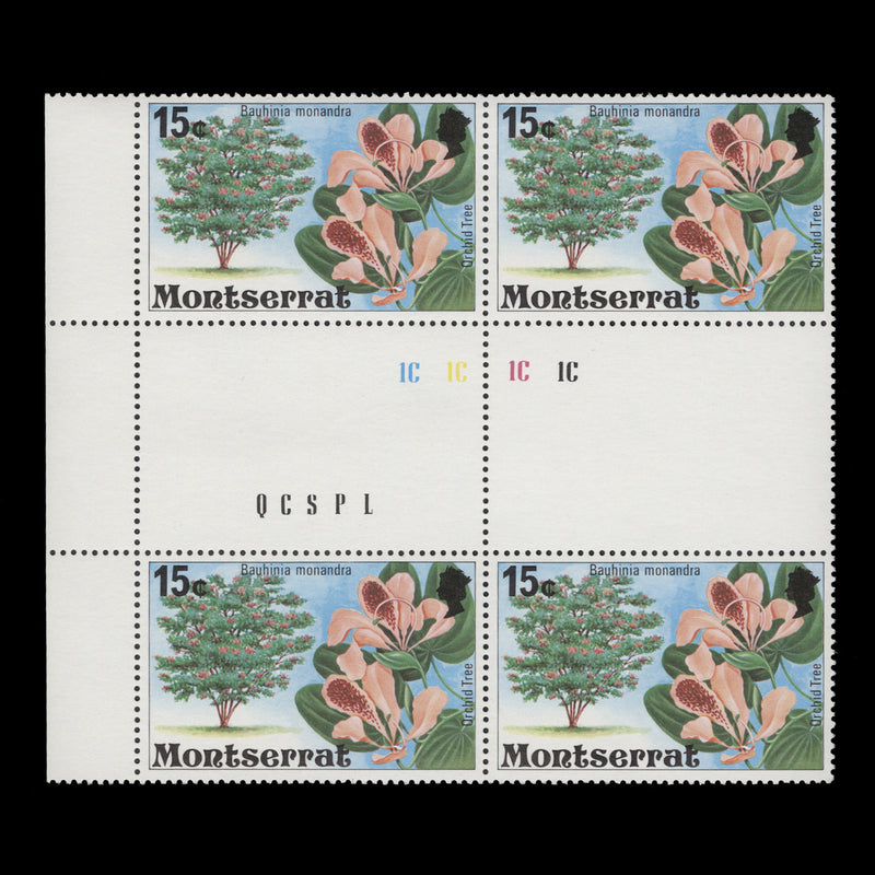Montserrat 1980 (MNH) 15c Orchid Tree gutter plate block