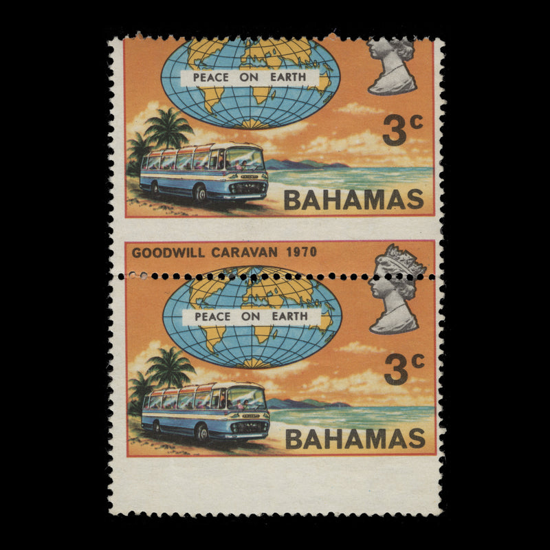 Bahamas 1970 (Variety) 3c Goodwill Caravan pair with perf shift