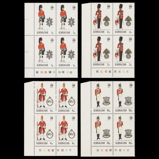 Gibraltar 1971 (MNH) Military Uniforms plate blocks