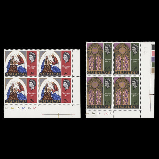 Gibraltar 1967 (MNH) Christmas plate blocks