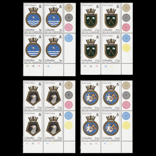 Gibraltar 1991 (MNH) Naval Crests plate blocks