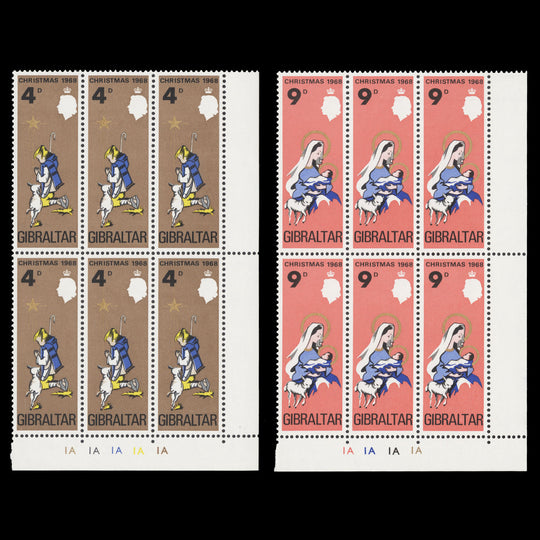 Gibraltar 1968 (MNH) Christmas plate blocks