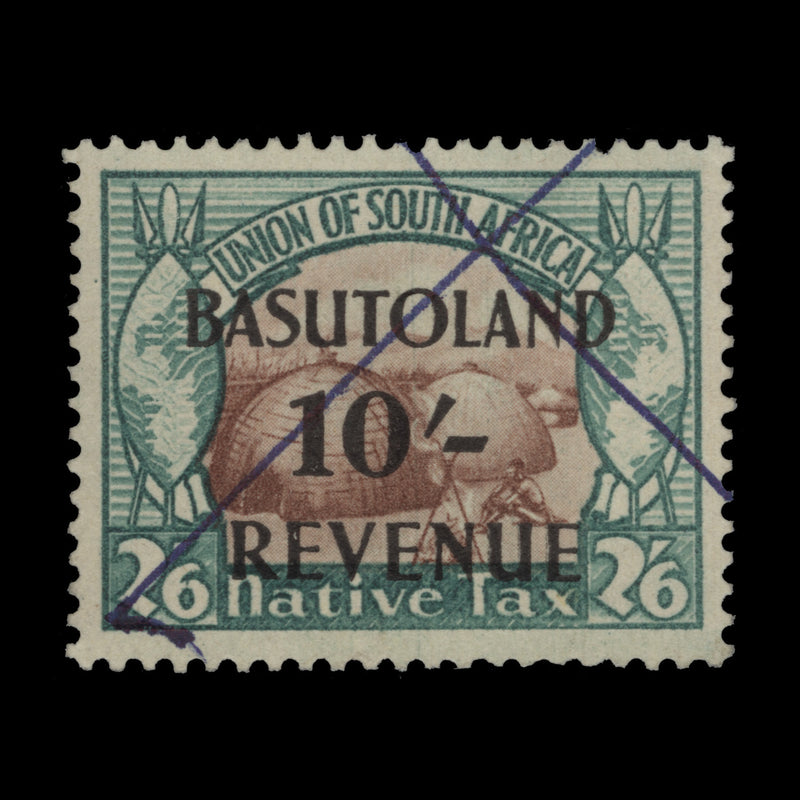 Basutoland 1942 (Used) 10s/2s 6d Provisional Revenue