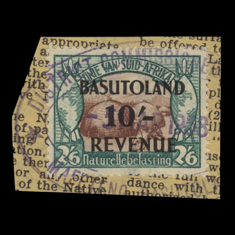 Basutoland 1942 (Used) 10s/2s 6d Provisional Revenue