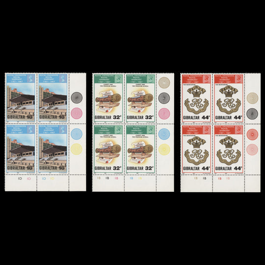 Gibraltar 1987 (MNH) Royal Engineers plate blocks