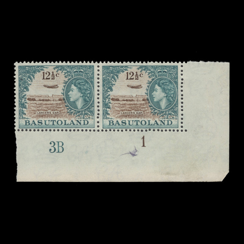 Basutoland 1962 (MNH) 12½c Lancers Gap plate 3B–1 pair