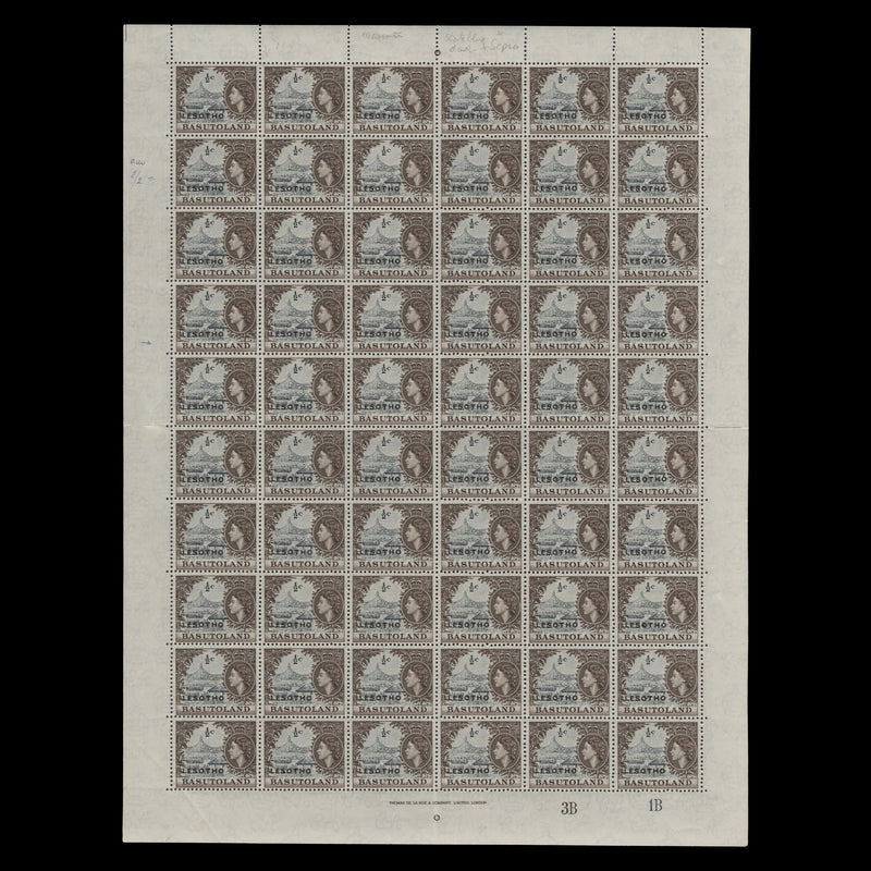 Lesotho 1966 (MNH) ½c Qiloane plate 3B–1B pane