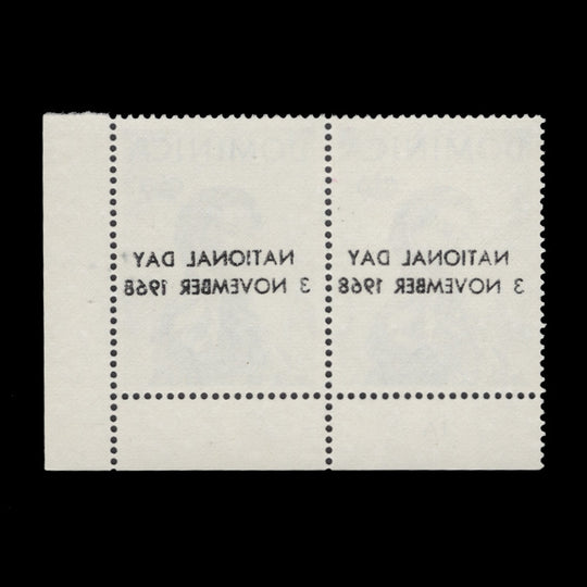 Dominica 1968 (Variety) 2c National Day plate pair with overprint offset