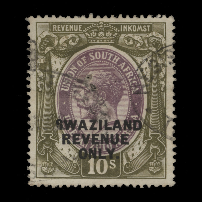 Swaziland 1913 (Used) 10s King George V Revenue