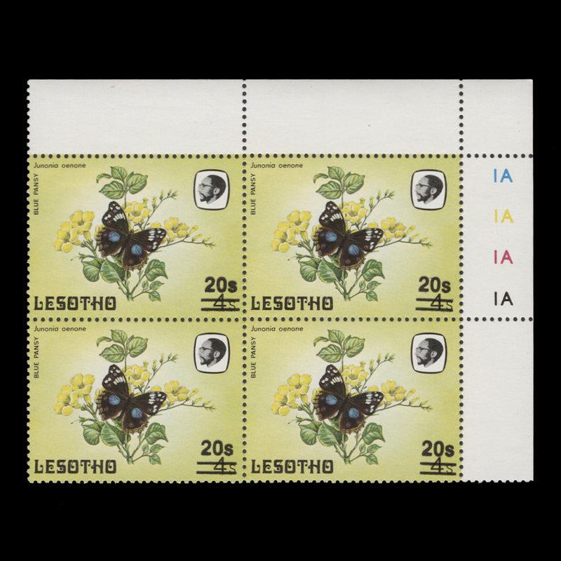 Lesotho 1987 (MNH) 20s/4s Blue Pansy plate block