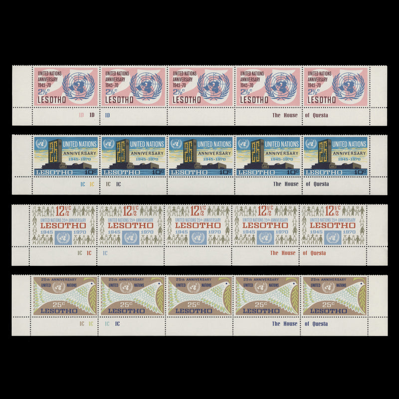 Lesotho 1970 (MNH) United Nations Anniversary plate strips