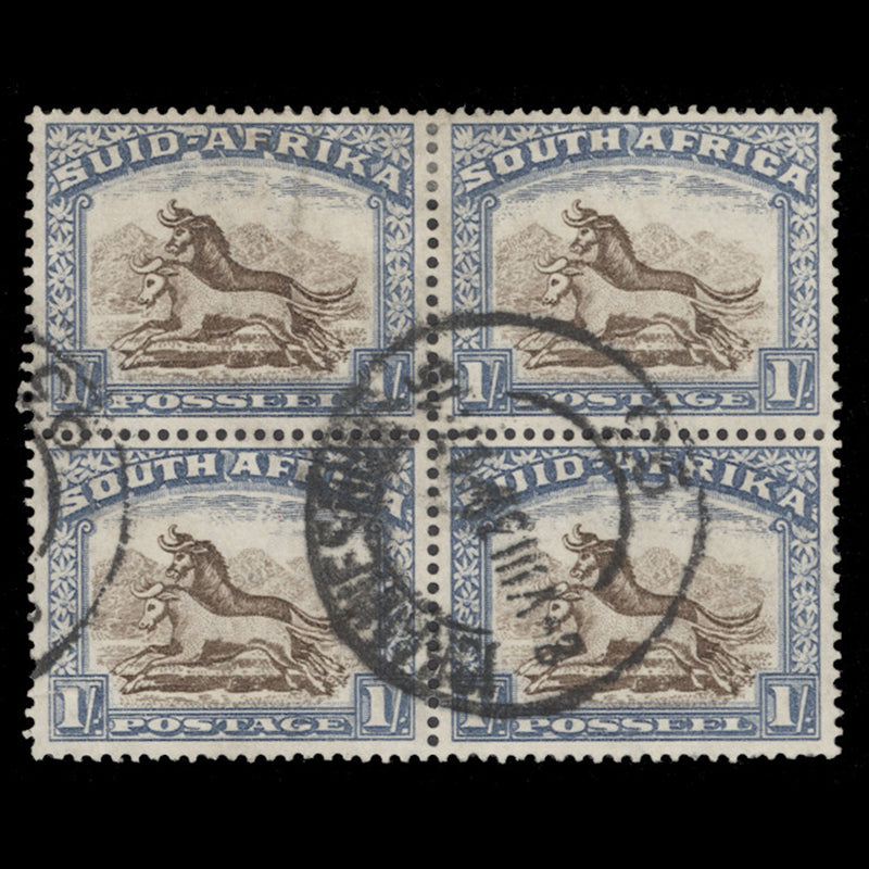 South Africa 1939 (Used) 1s Wildebeest block