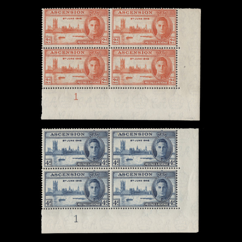 Ascension 1946 (MNH) Return to Peace plate 1 blocks