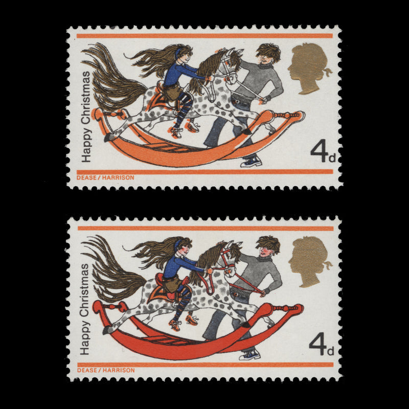 Great Britain 1968 (Error) 4d Christmas missing vermilion