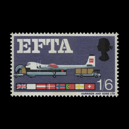 Great Britain 1967 (Variety) 1s6d EFTA phosphor missing new blue