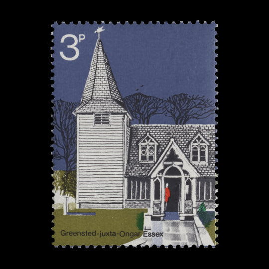 Great Britain 1972 (Variety) 3p Village Churches missing gold & phosphor