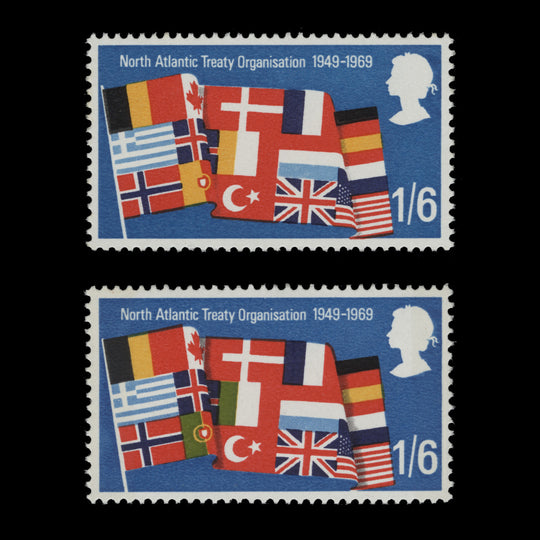 Great Britain 1969 (Variety) 1s6d Anniversaries missing green & phosphor