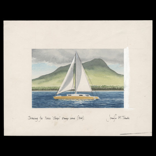 Nevis 1980 Caona artwork signed by Jennifer Toombs