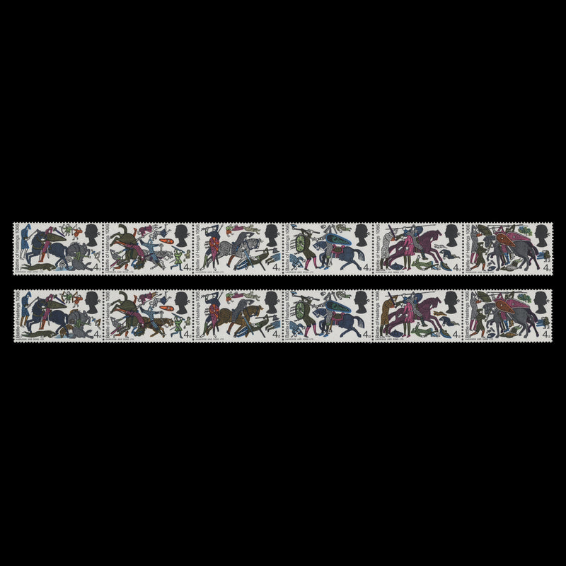 Great Britain 1966 (Error) 4d Hastings ordinary strip missing bistre