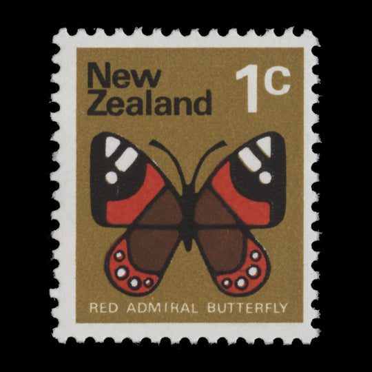 New Zealand 1973 (Variety) 1c Red Admiral Butterfly missing blue