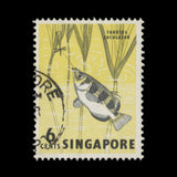 Singapore 1962 (Variety) 6c Archerfish with 'Y' flaw