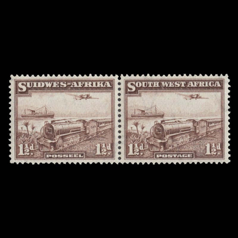 South West Africa 1937 (MNH) 1½d Mail Train pair