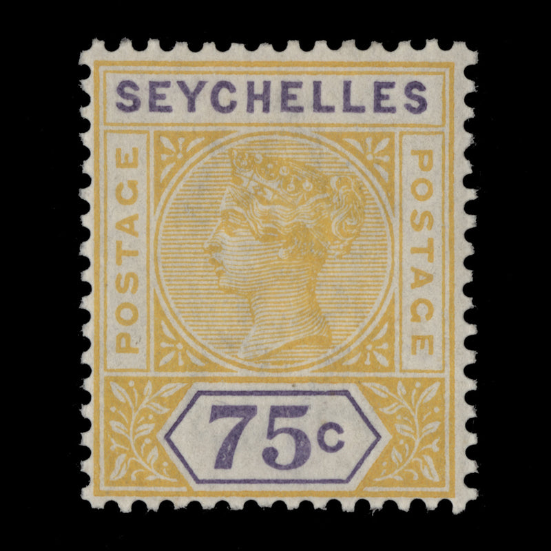 Seychelles 1900 (Unused) 75c Yellow & Violet