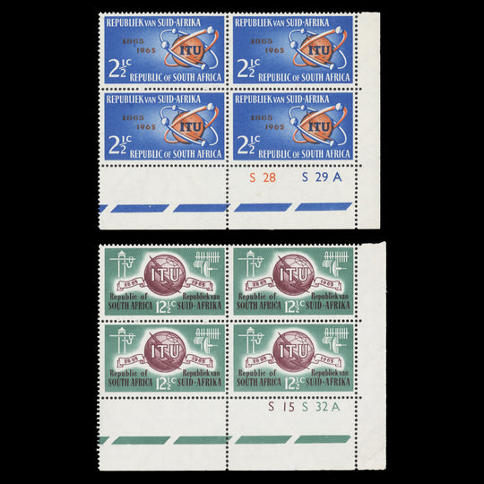 South Africa 1965 (MNH) ITU Centenary cylinder blocks