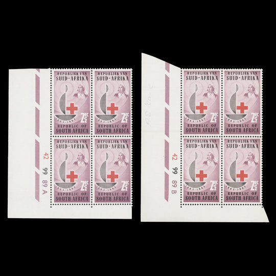 South Africa 1963 (MNH) 2½c Red Cross Centenary cylinder blocks