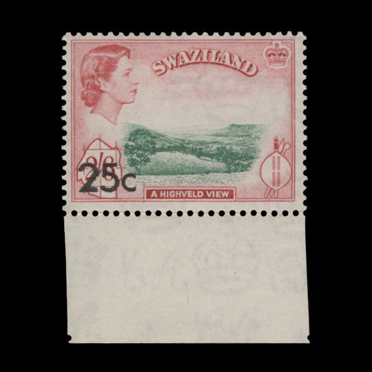 Swaziland 1961 (MLH) 25c/2s 6d A Highveld View with type II surcharge
